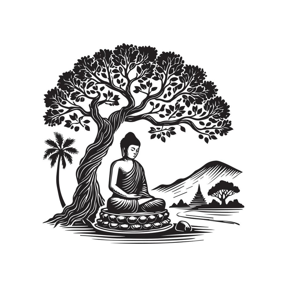 Tranquil Buddha Religion Illustration vector