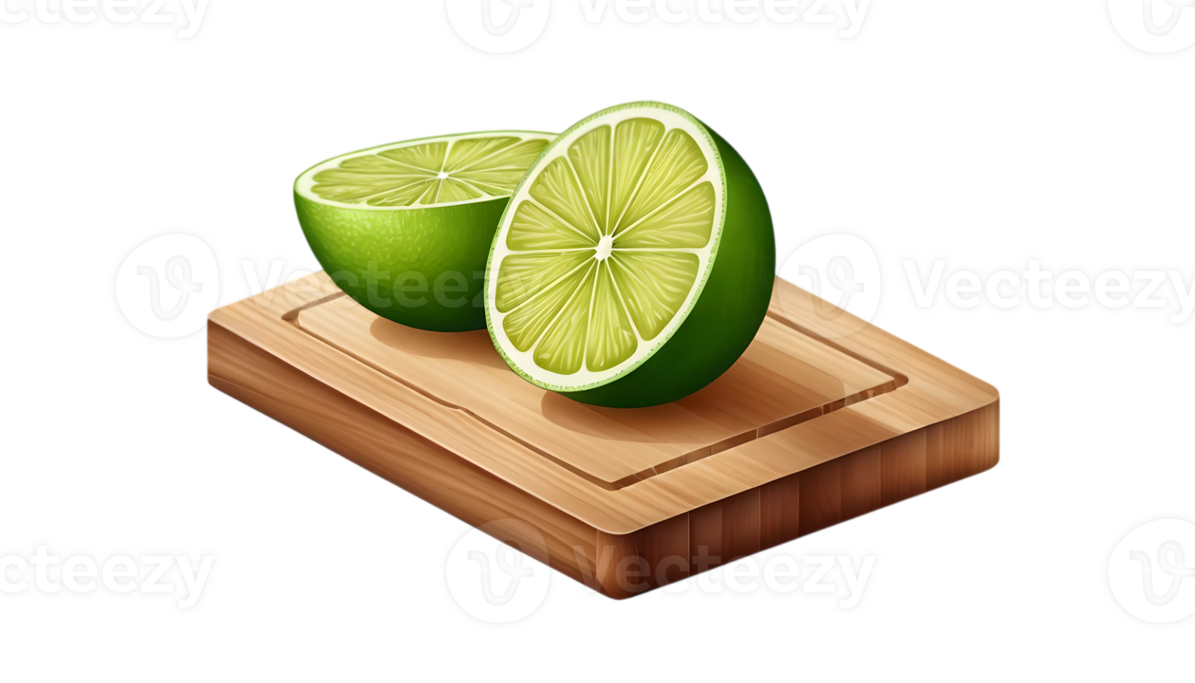 2 green lime slices on a wooden surface. png