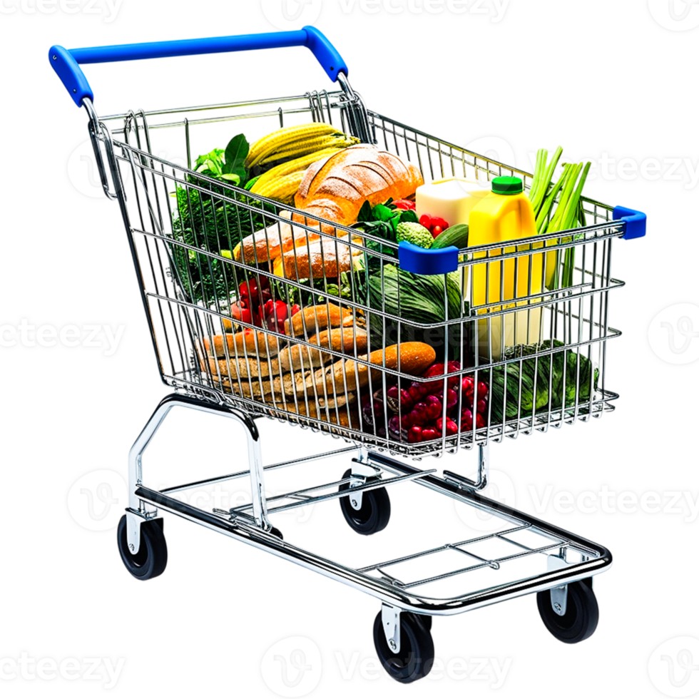 Transparent Background Design of a Realistic Shopping Cart in Isolated View Format png