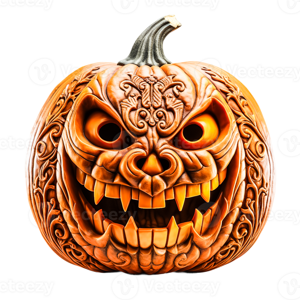Isolated Realistic Halloween Pumpkin Illustration Design with a Scary Theme png