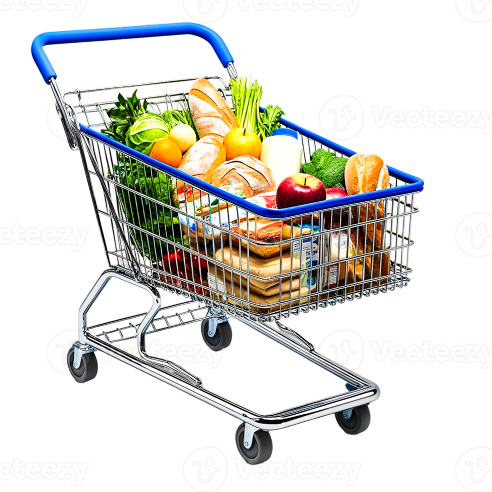 Isolated Shopping Cart Realistic Design with Editable Transparent Background png