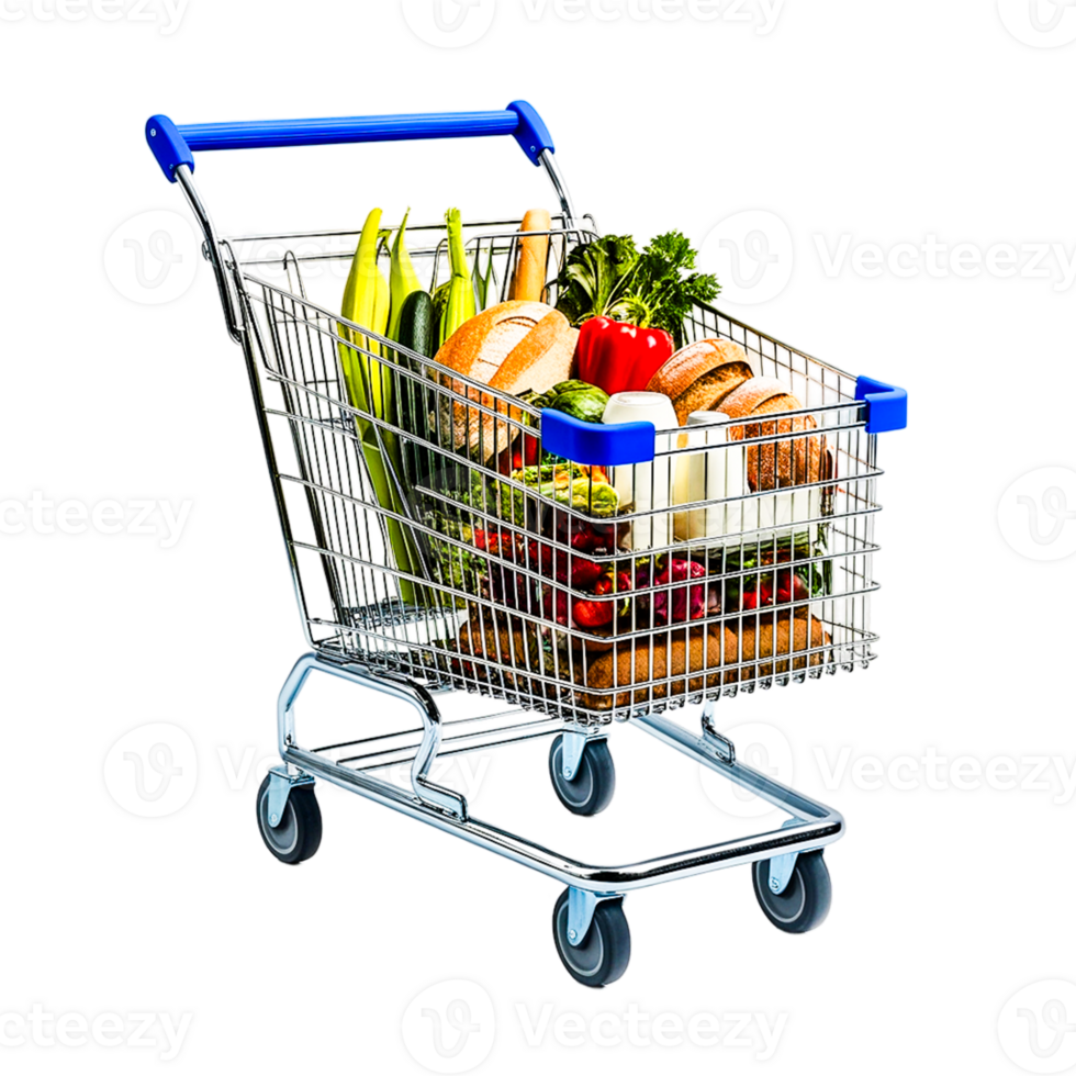 Realistic Colorful Shopping Cart Illustration Design in Format with Transparent Background png
