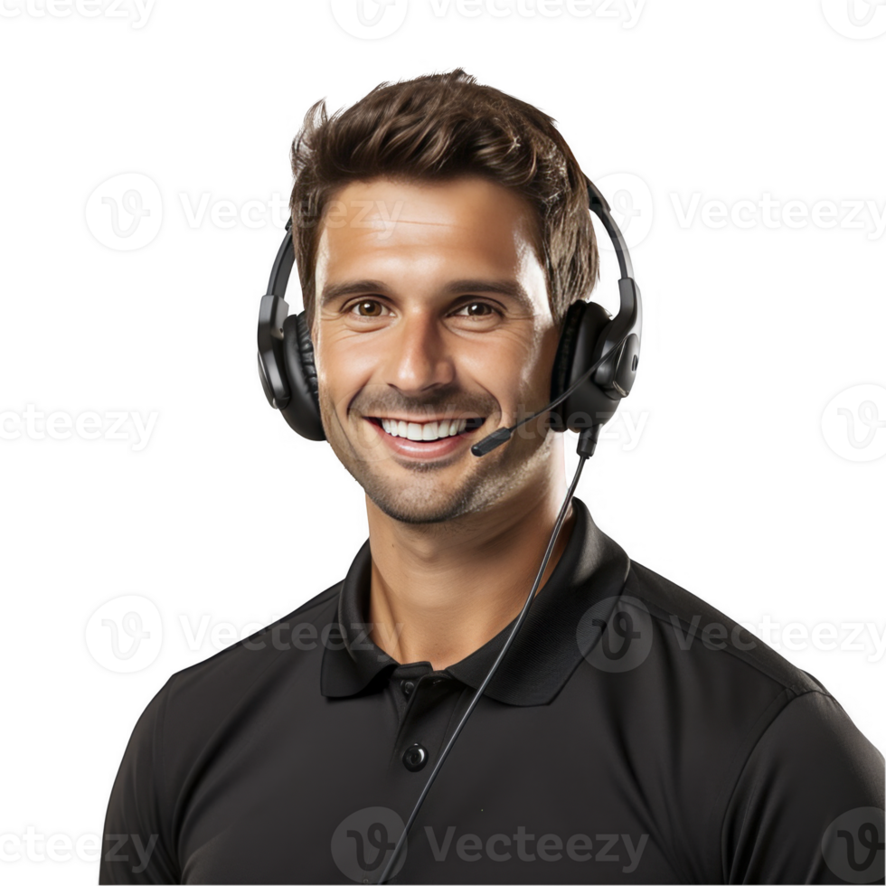 A man wearing a headset and smiling png