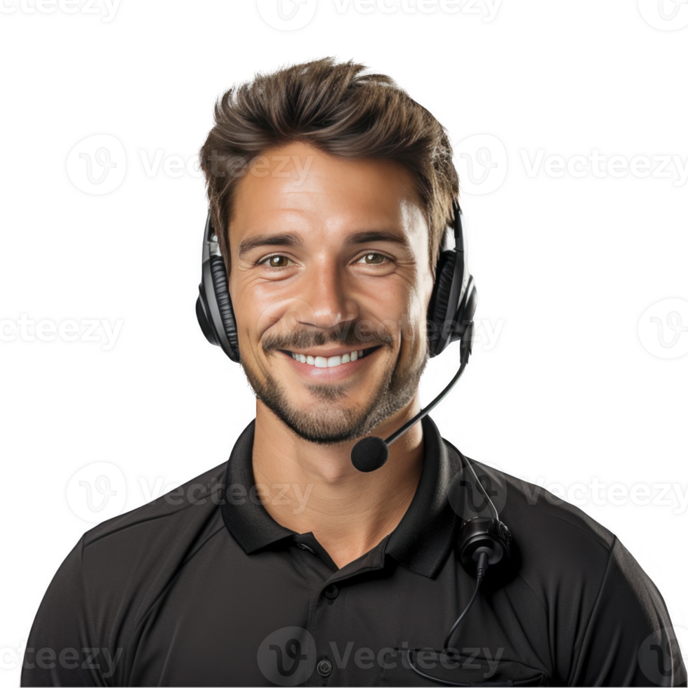 A man wearing a headset and smiling png