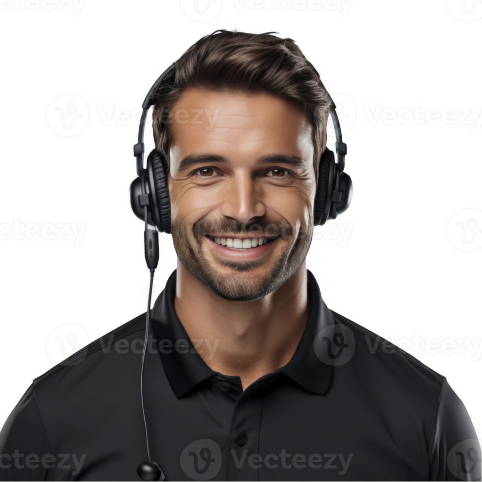 A smiling man wearing a headset png