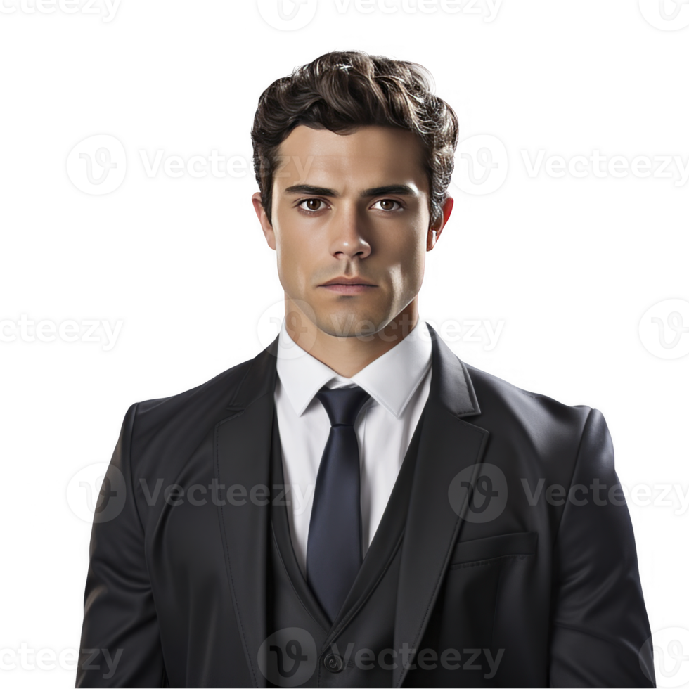 A man in a suit and tie standing in front of a black background png