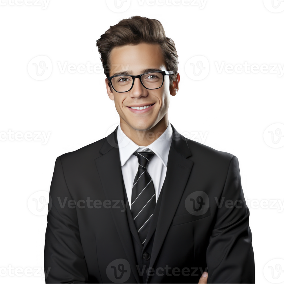 A young man in glasses and a suit png