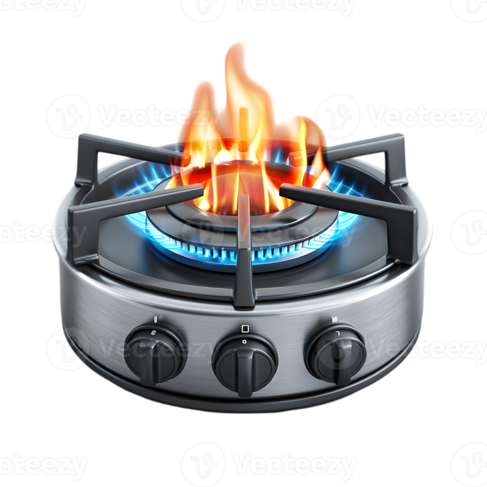 A gas stove with flames on it png