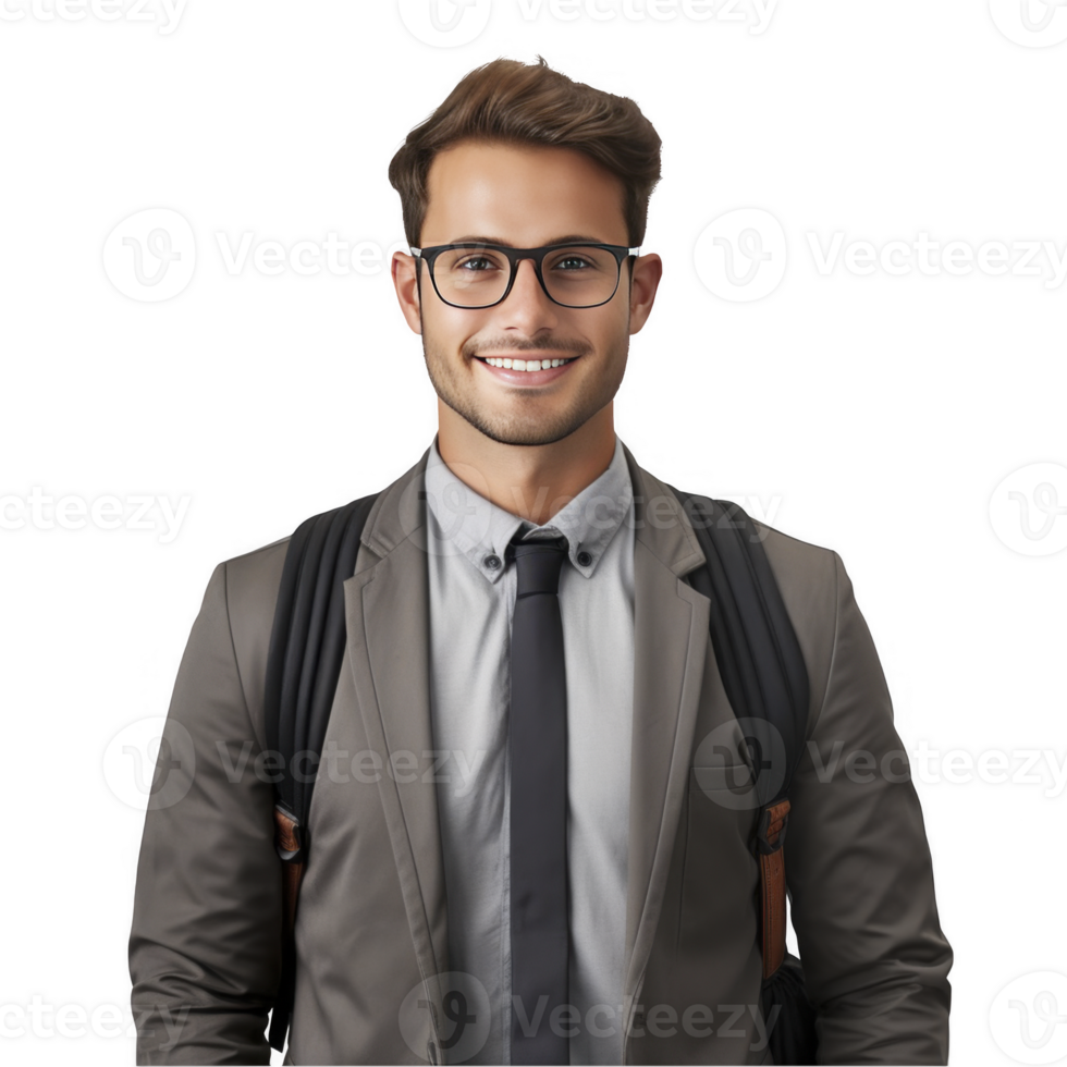 A man in glasses and a suit is smiling png