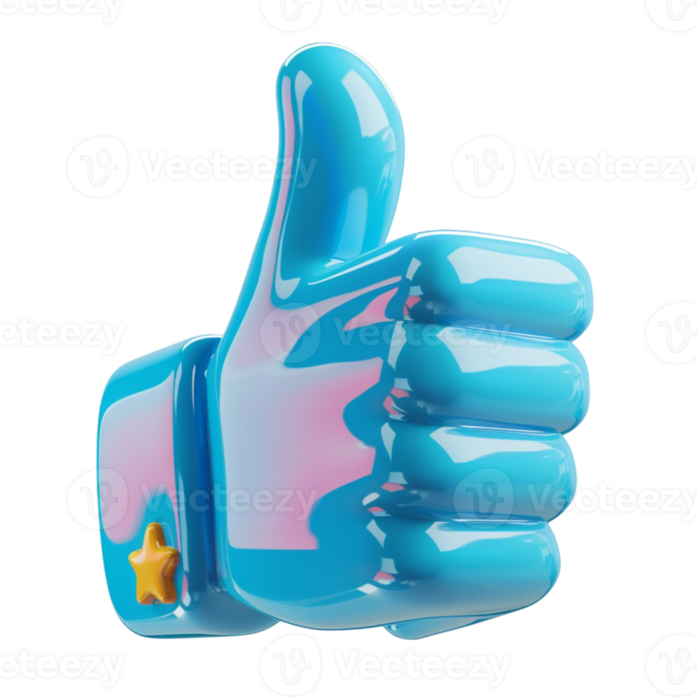 A blue thumb up sign with a star on it png