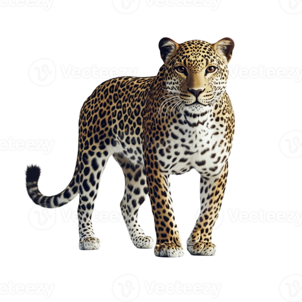 A leopard is standing in front of a black background png