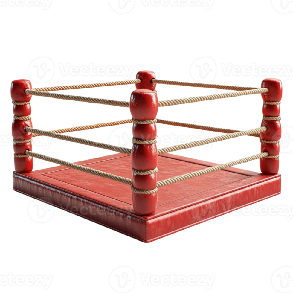 A red boxing ring with ropes on it png