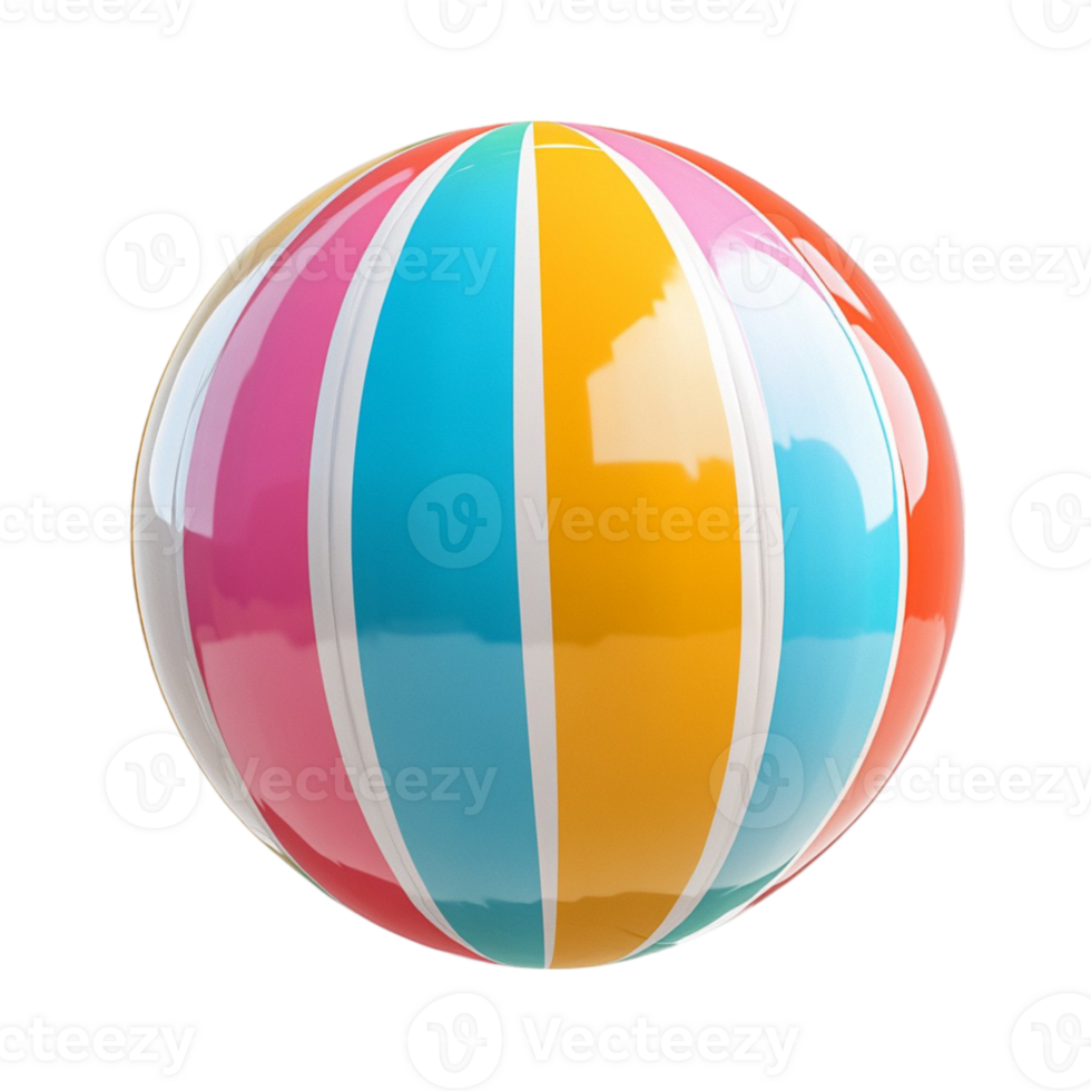 A colorful beach ball with a striped pattern png