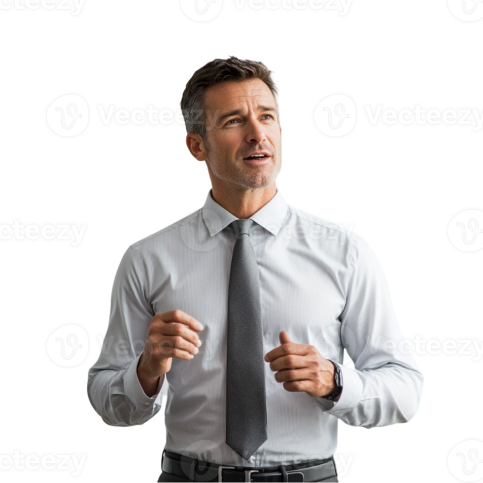 A man in a shirt and tie is gesturing png