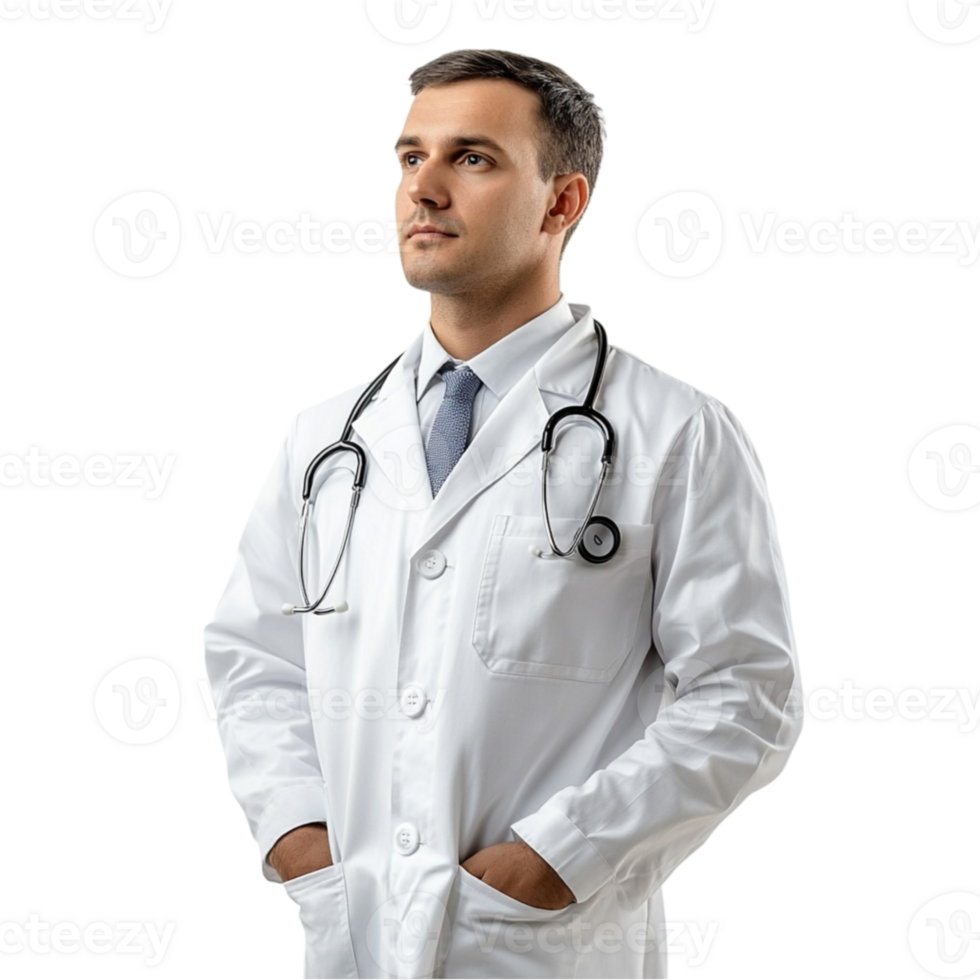 A male doctor in a white coat png