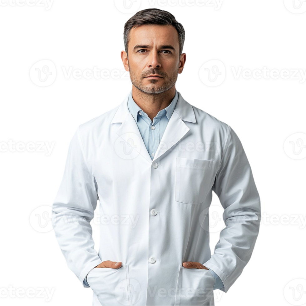 A man in a white lab coat png