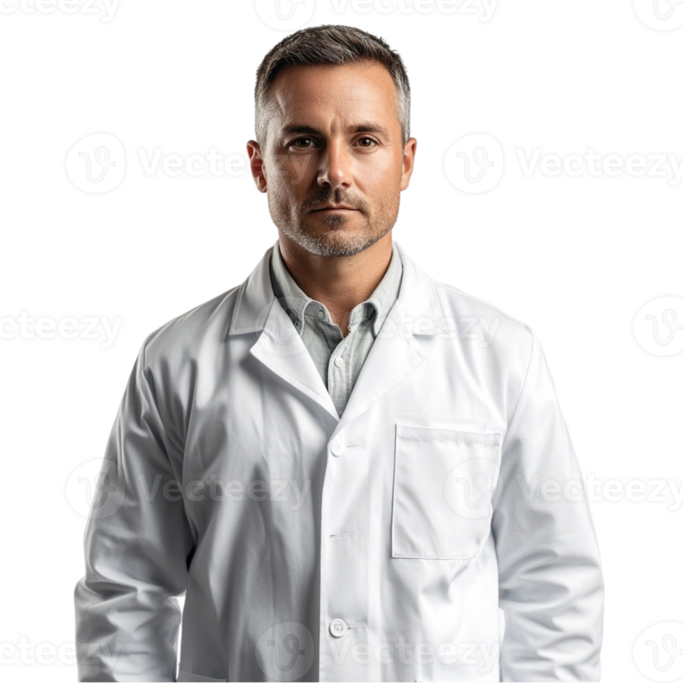 A man in a white lab coat png