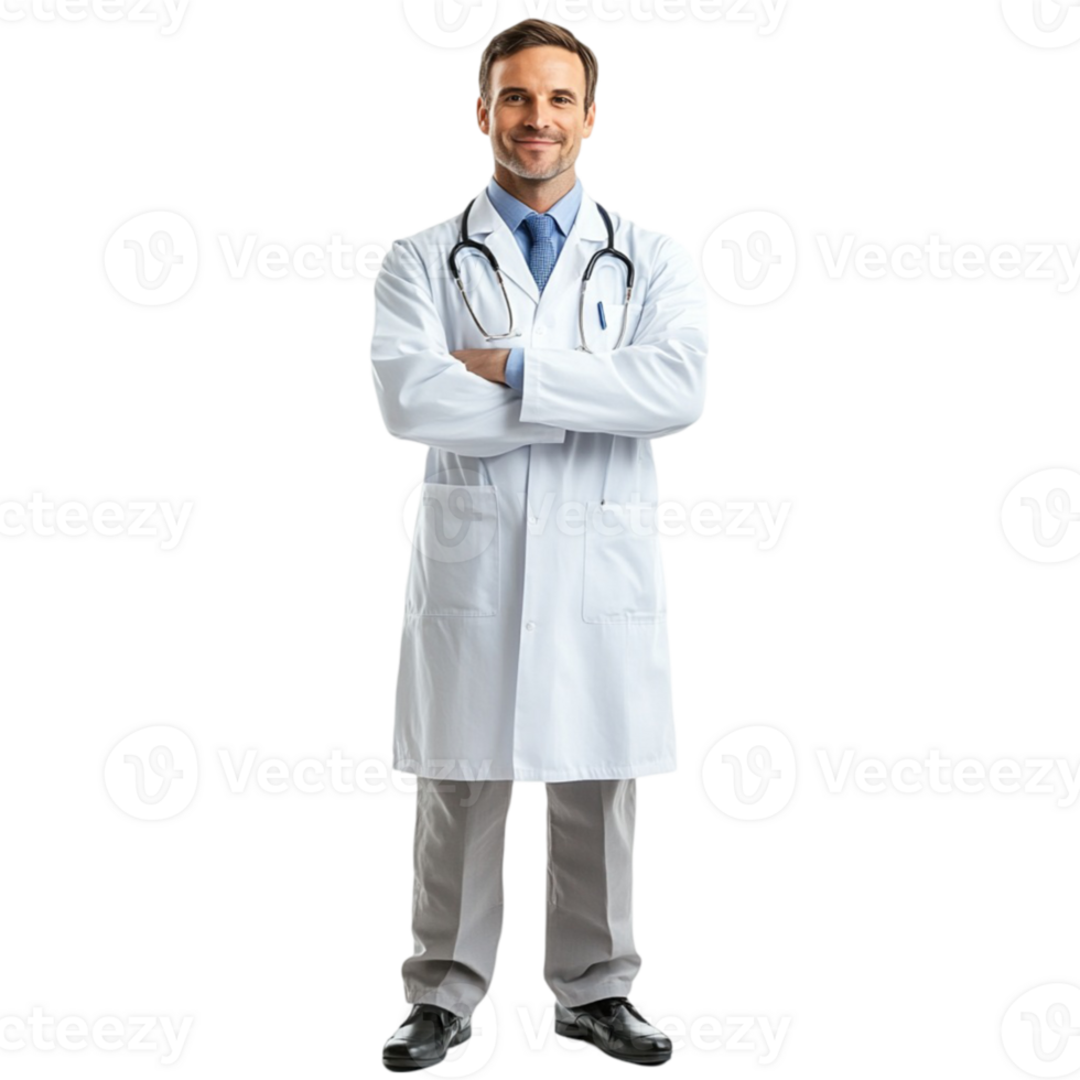 A male doctor standing with his arms crossed png