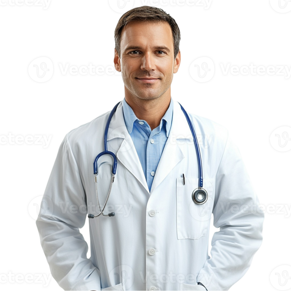 A male doctor in a white coat png