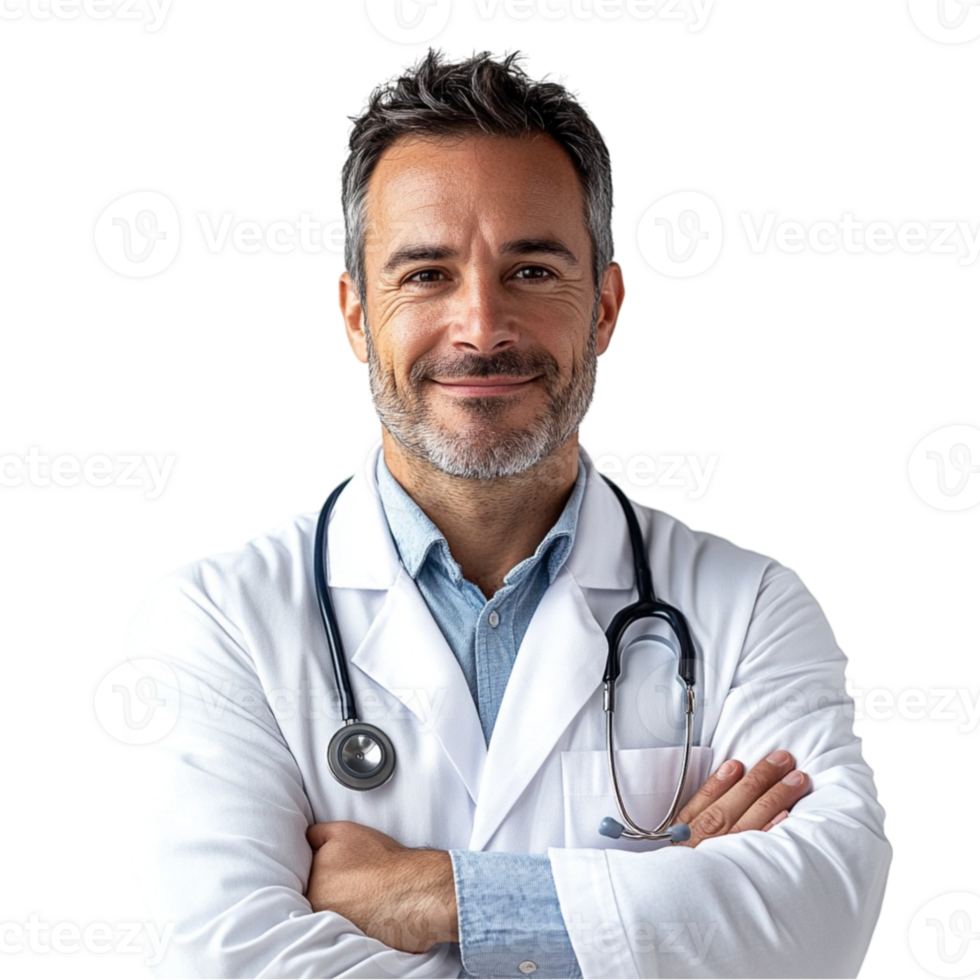 A male doctor with his arms crossed png
