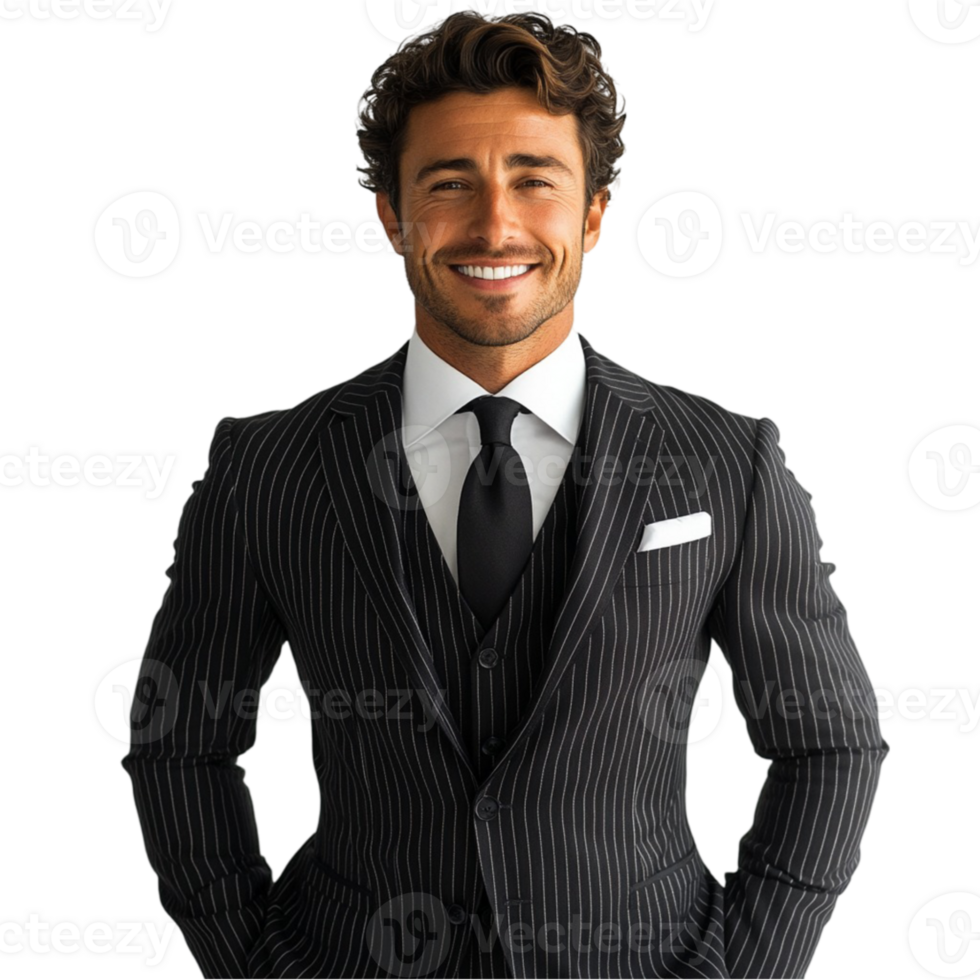 A man in a pinstripe suit png
