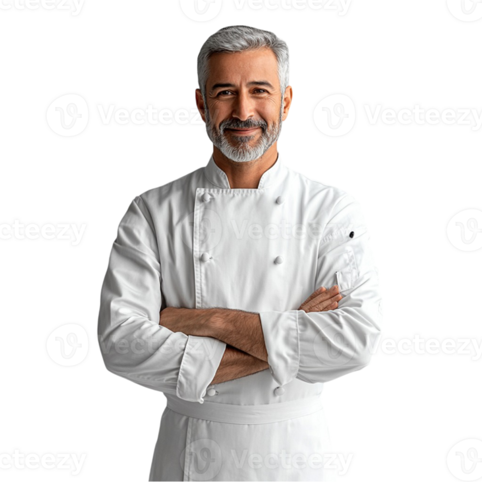 Portrait of a chef with arms crossed on black background png