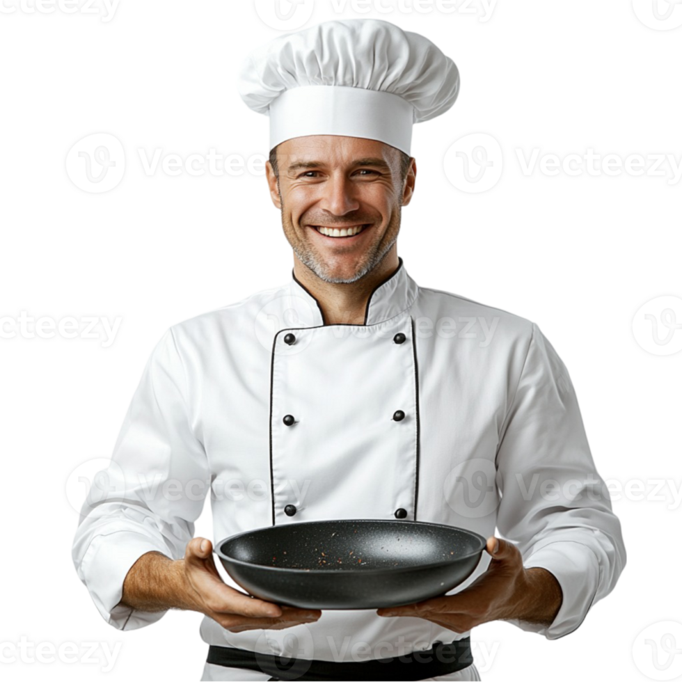 Chef holding a frying pan png