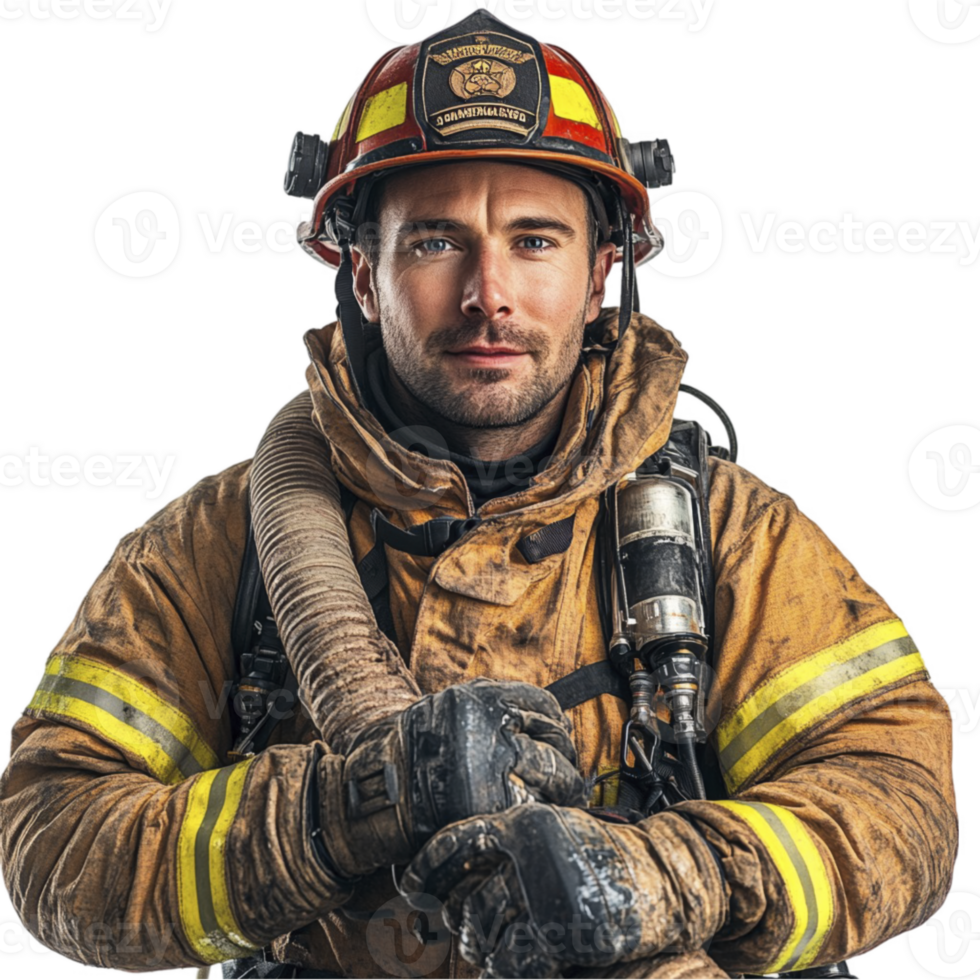 firefighter men Isolated on transparent background png