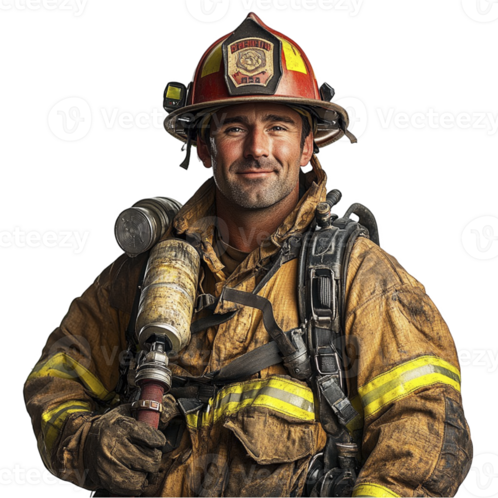 firefighter men Isolated on transparent background png