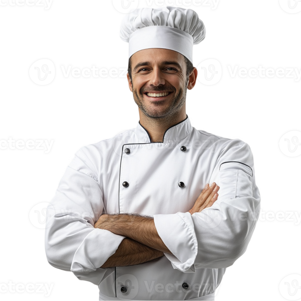 happy chef wear uniform transparent background png