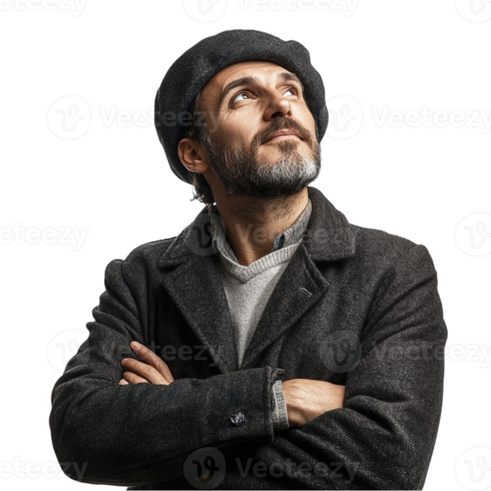 stylish men wear cap and jacket on transparent background png
