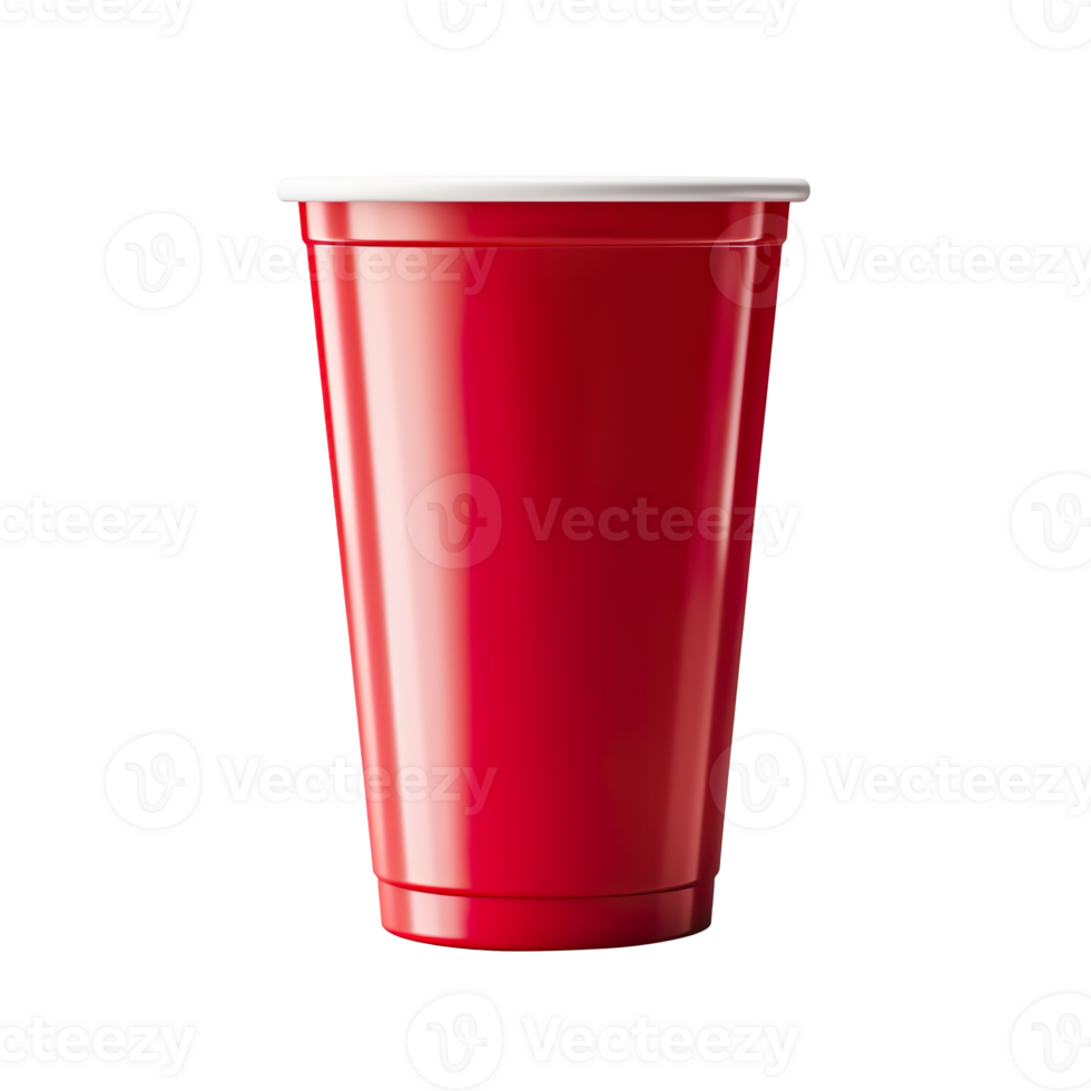 Plastic red cup isolated on transparent background png