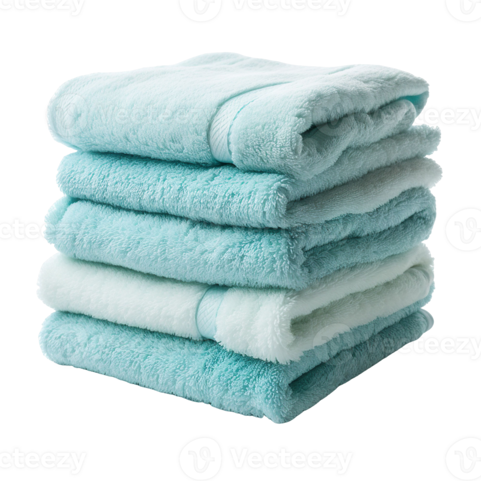 Pile of fluffy towels isolated on transparent background png
