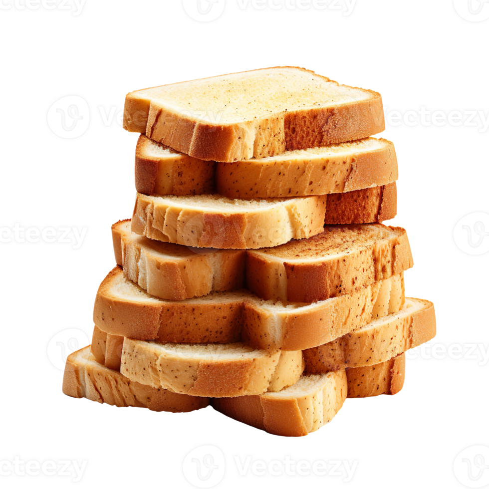 Pile of toasted bread slices isolated on transparent background png
