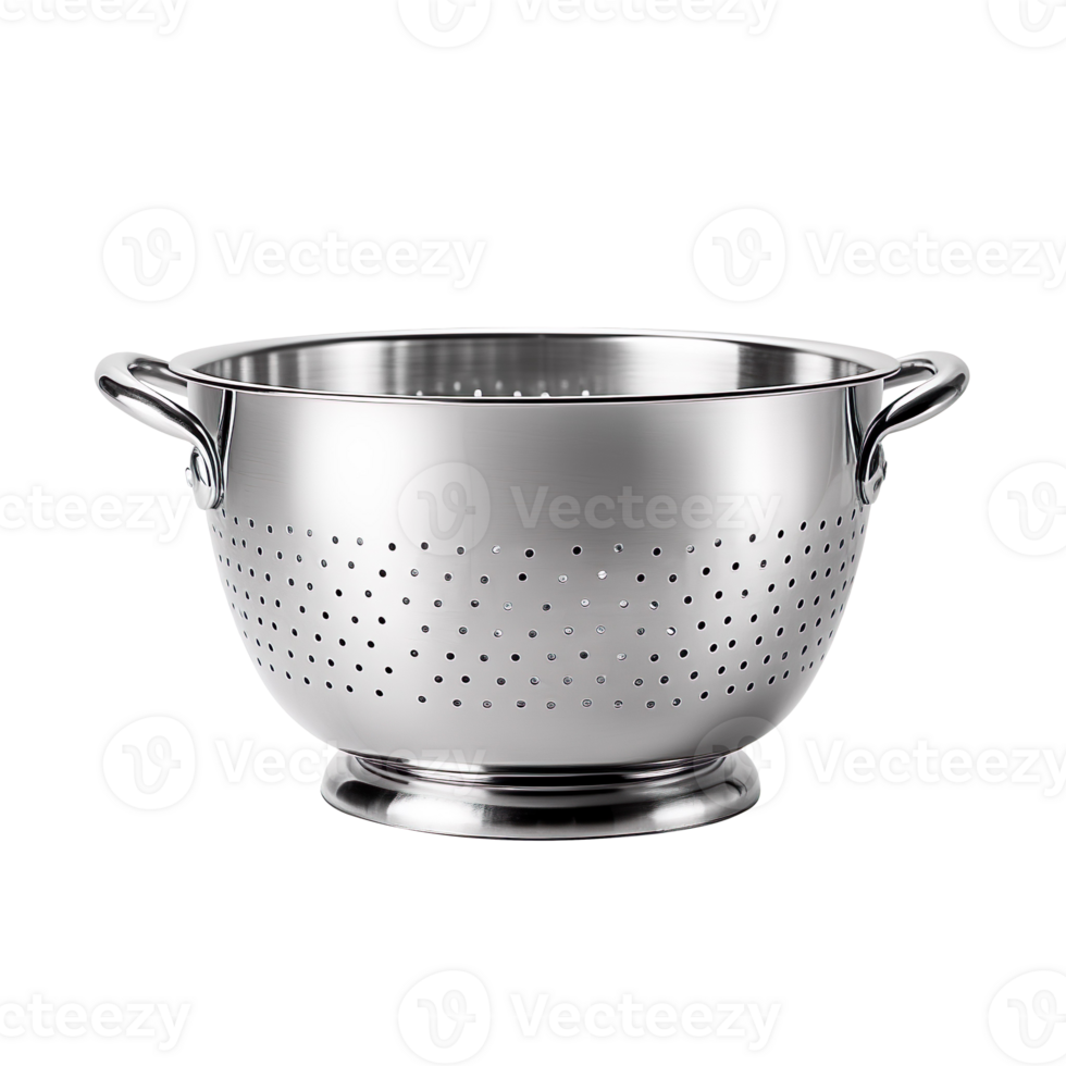 silver colander isolated on transparent background png