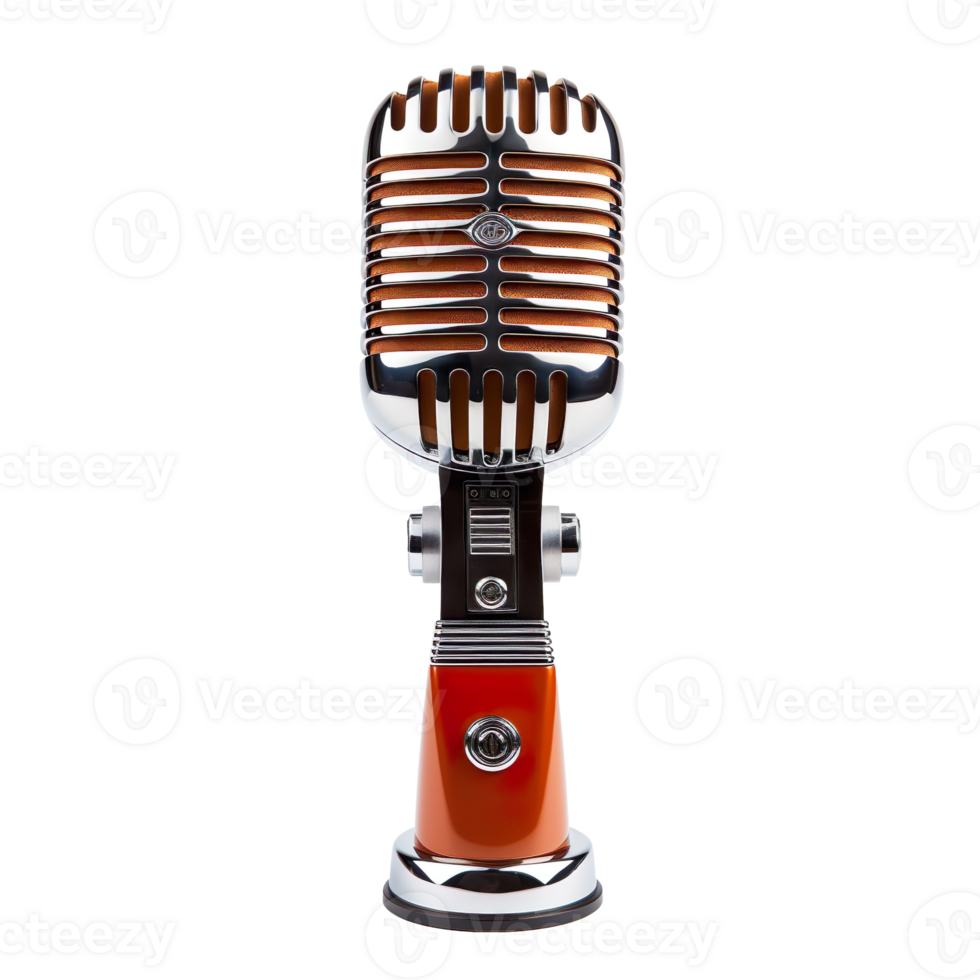 Retro style microphone isolated on transparent background png