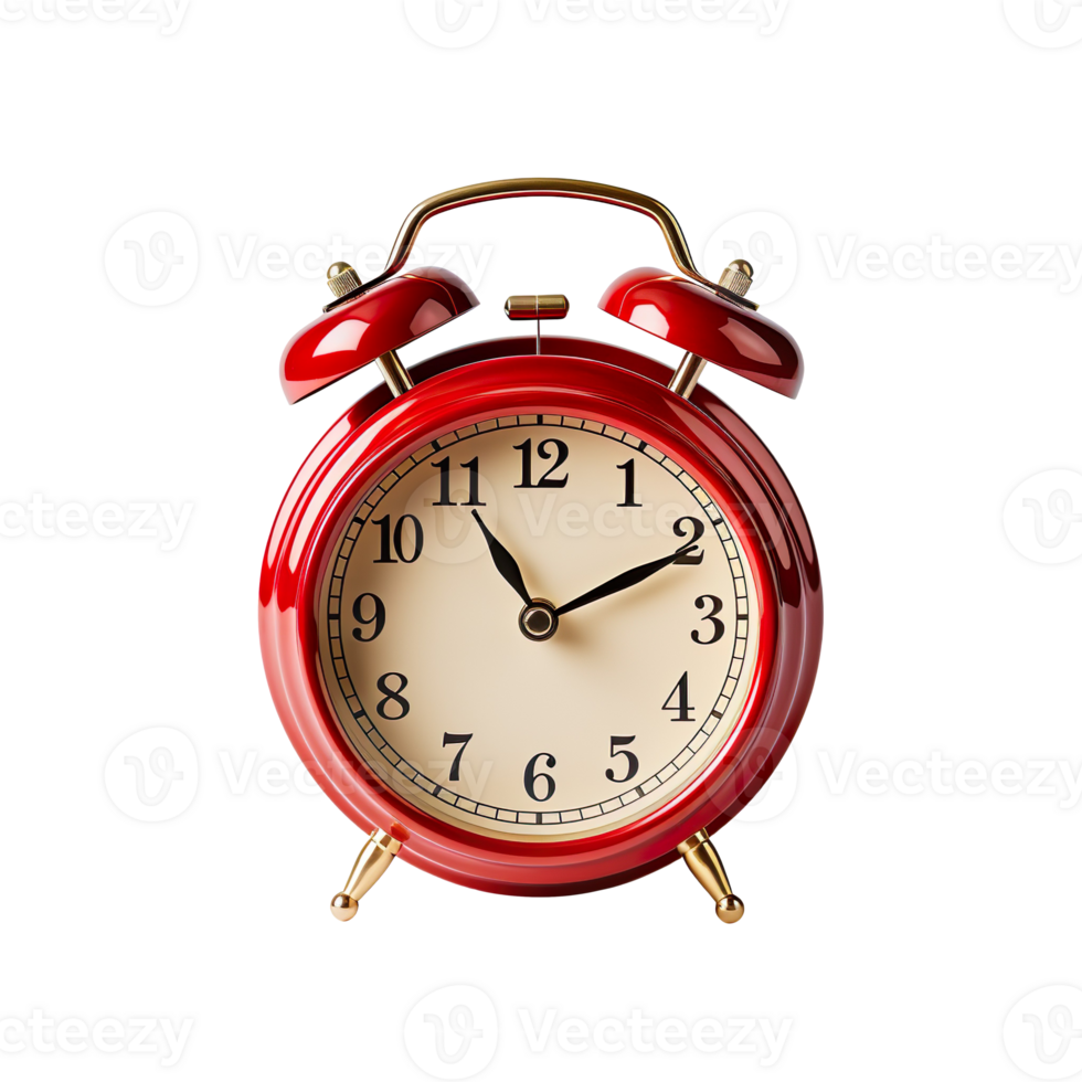 Red alarm clock isolated on transparent background png