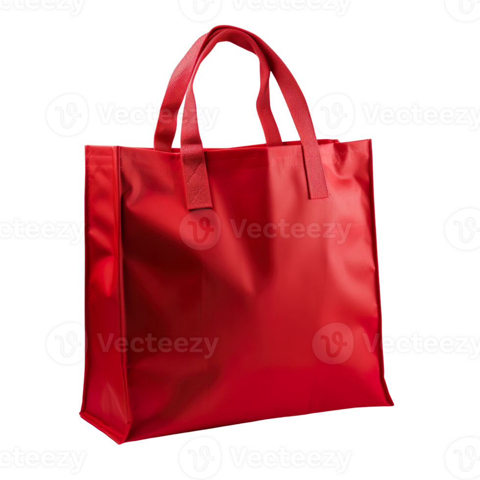 red canvas shopping bag isolated on transparent background png