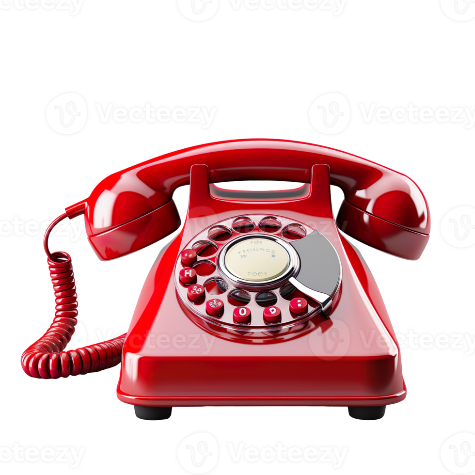 rouge vieux Téléphone isolé sur transparent Contexte png