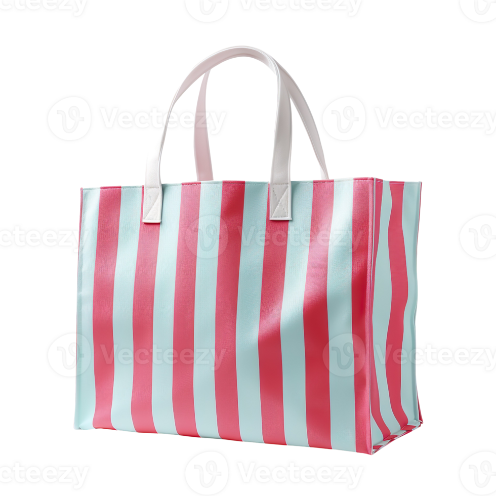 Striped beach bag isolated on transparent background png