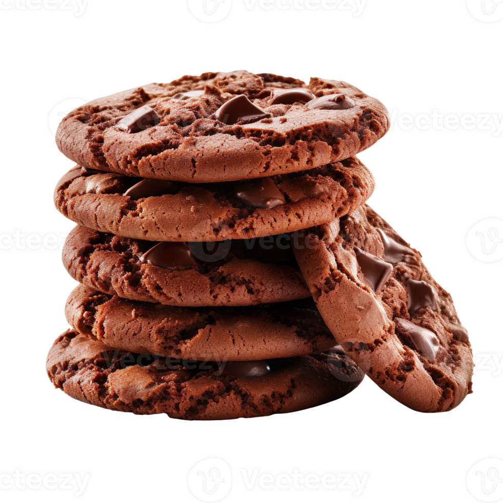 Stack of chocolate cookies isolated on transparent background png