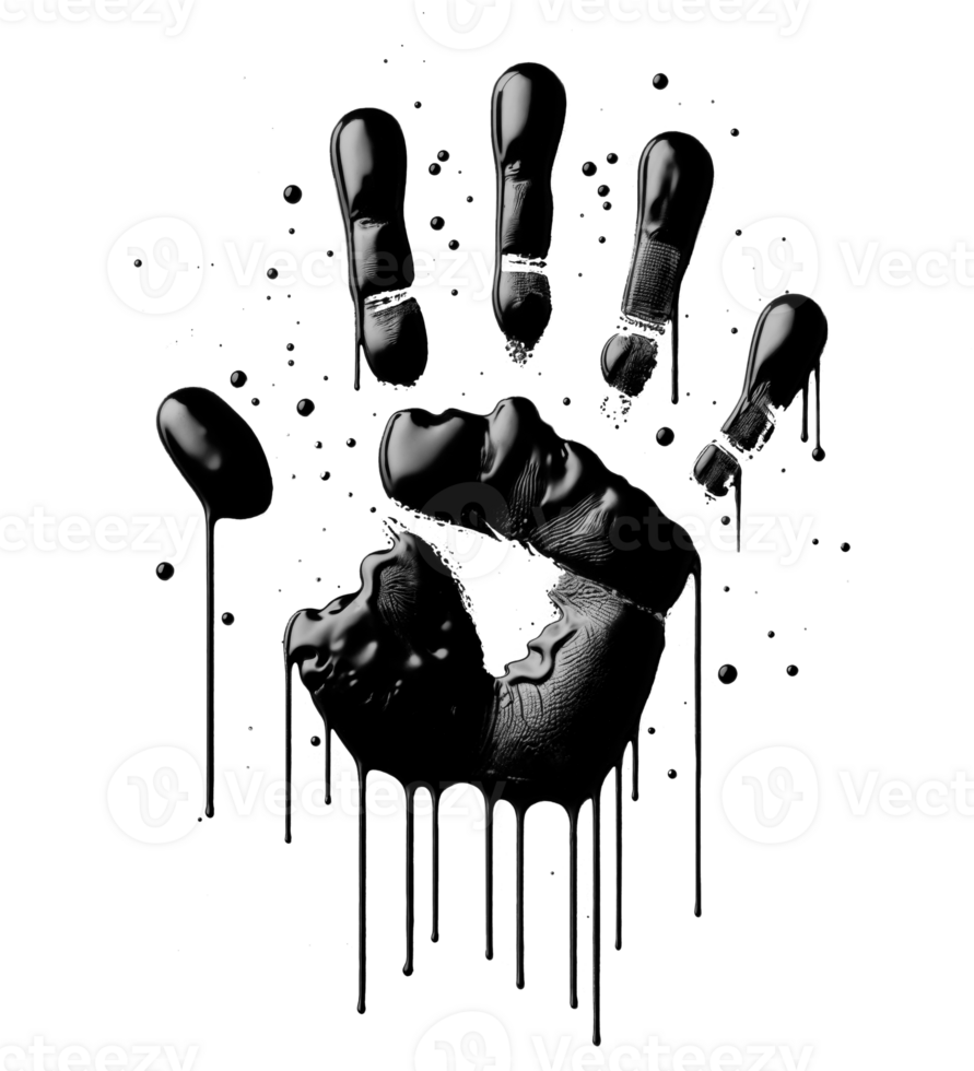 Black Handprint with dripping paint cut out png