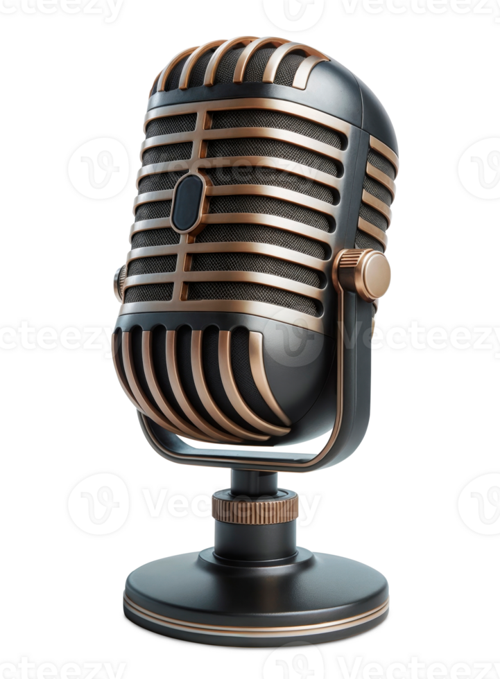 Retro microphone isolated on transparent background png
