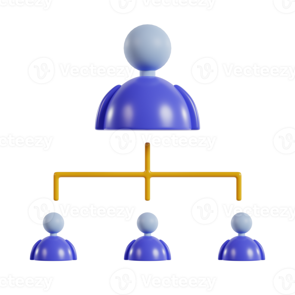 A hierarchical structure with a central figure and three subordinate figures. png
