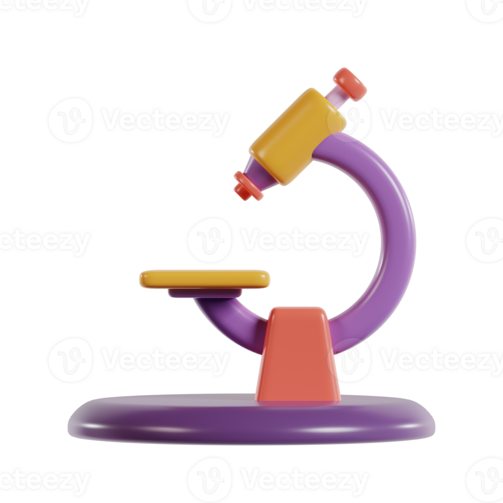 A colorful, stylized microscope designed for educational purposes in science. png