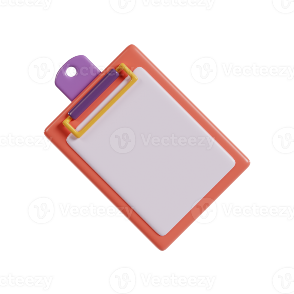 A colorful clipboard with a blank sheet, designed for note-taking or organizing documents. png