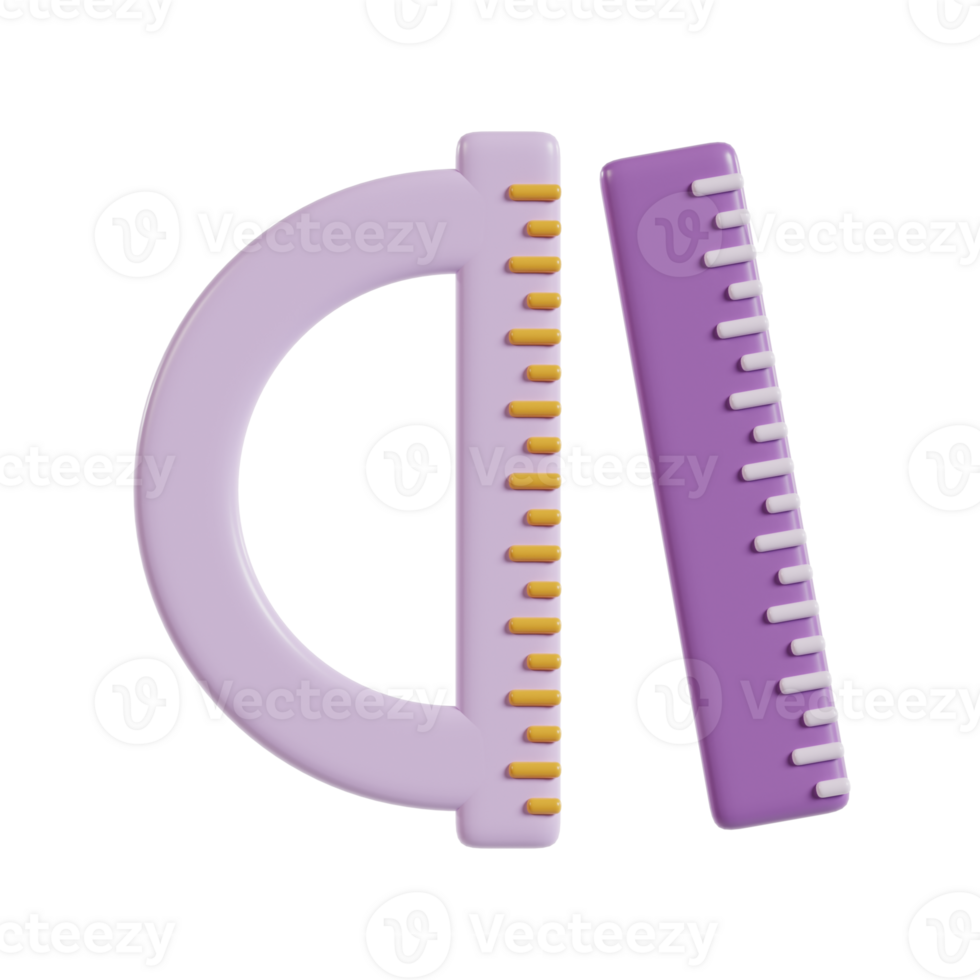 A purple protractor and ruler, tools for measuring and drawing in geometry and design. png