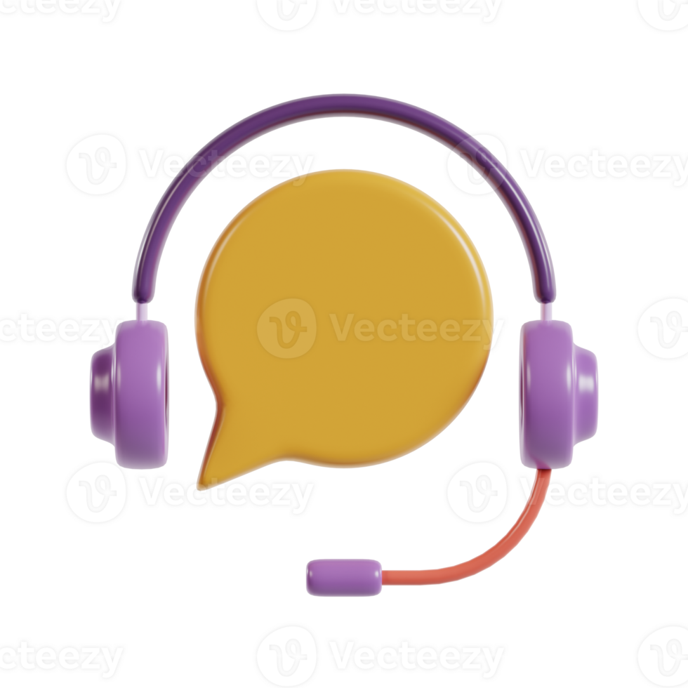 Headset with a speech bubble, symbolizing communication and support. png