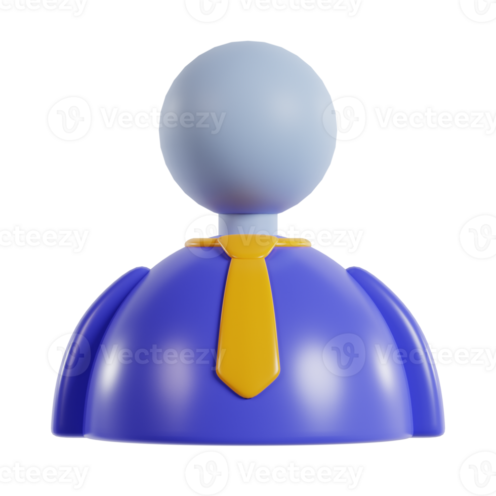 A stylized 3D figure representing a professional with a tie and a rounded base. png