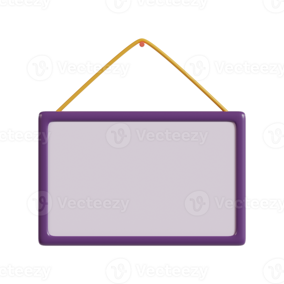 A blank purple sign with a hanging loop, ready for customization. png